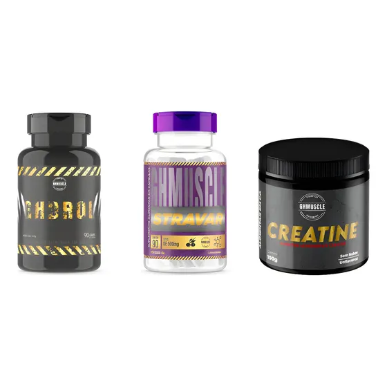 Combo Hipertrofia - 1 Gh + 1 Stravar + 1 Creatina