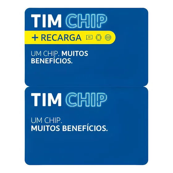 Tim Chip Kit 20 Unidades: 10 Sem Recarga E 10 Com Recarga