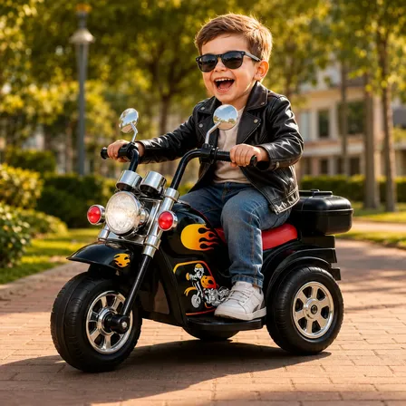 Moto Elétrica Infantil Motinha Criança Luz Menino Menina Preto