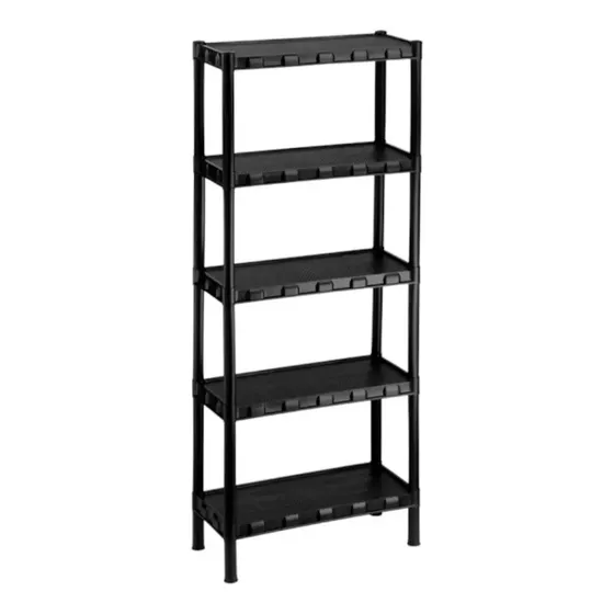 Estante Plástica Modular Preta Com 5 Prateleiras
