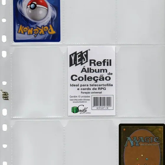 20 Folhas Plásticas Fichário Cards Yes Pokemon Rpg Magic