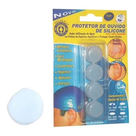 Protetor De Ouvido 4040 Silicone Moldável Orthopauher Incolor