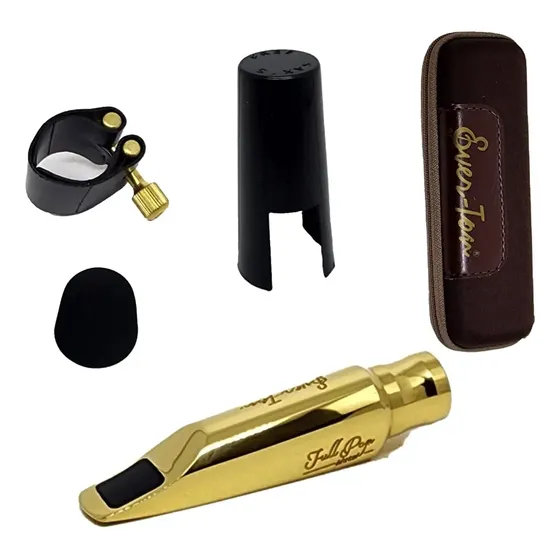 Boquilha Ever-ton Full Pop 7 Metal Gold Sax Alto Completa