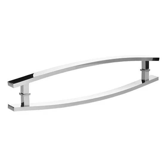 Puxador Curvo Duplo Portas Pivotantes H Barra Chata 60cm