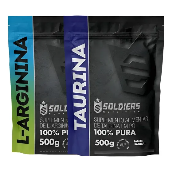 Kit: Arginina 500g + Taurina 500g Soldiers Nutrition 100% Puro