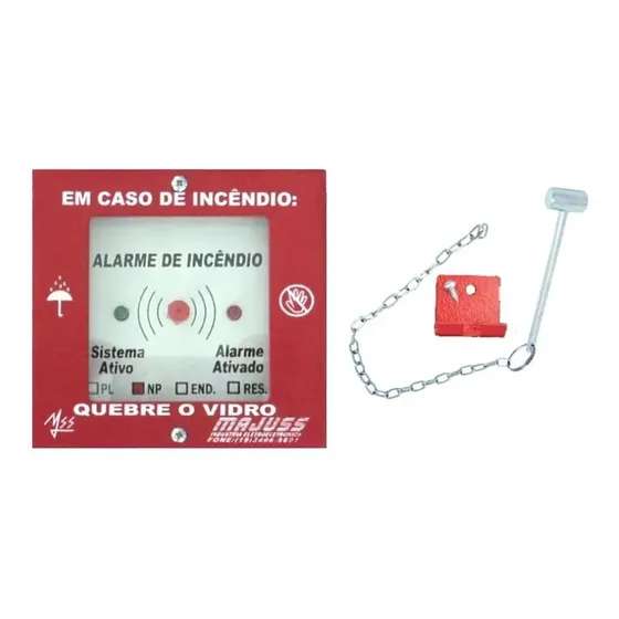 Botoeira Chave P/ Alarme De Incêndio 3 Fios Leds Martelinho