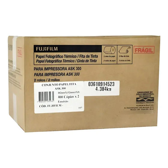 Kit Papel/fita 10x15 Para Fuji Ask300 800 Copias