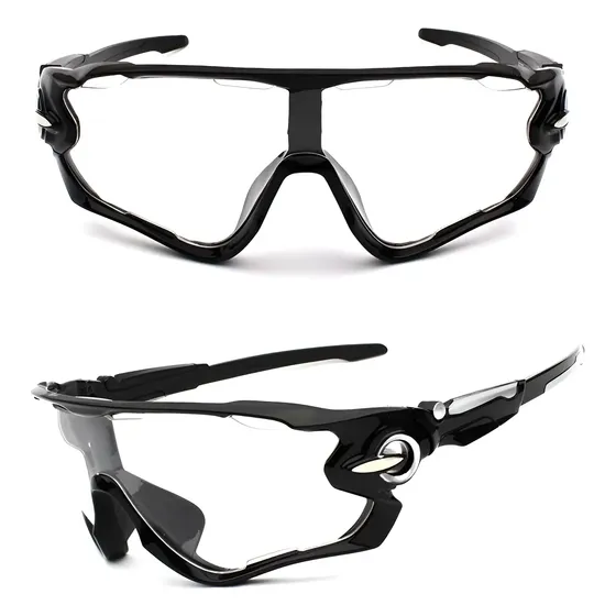 Óculos Esportivo Bike Ciclismo Lentes Noturnas Transparente Transparente Preto