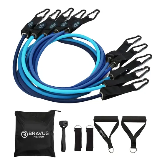 Kit Elástico Extensor Premium 11 Peças Tubing Profissional