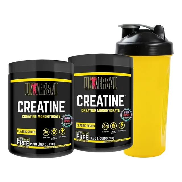 Kit Creatina Monohidratada 400g+coqueteleira 600ml-universal Sem Sabor