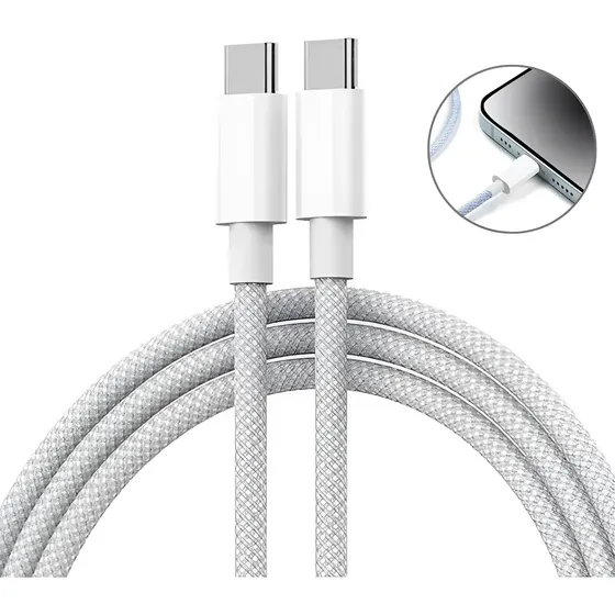 Cabo Usb C Tipo C Para Iphone 15 Pro 15 16 Pro Max Trançado