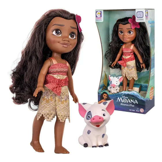 Boneca Moana Princesa Disney 36cm C/ Porquinho Puá Cotiplas