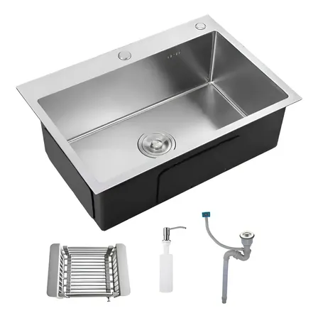 Cuba Pia Gourmet 60x45 Inox Escovado Quadrada C/ Acessórios