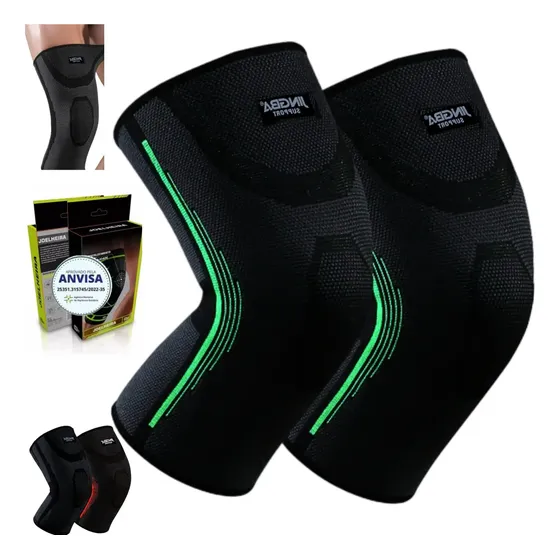 Joelheira De Compressão Esportiva Elástica Tensor Academia Verde Único