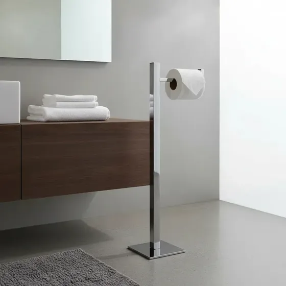 Papeleira Quadrada Porta Papel Higiênico De Chão Inox