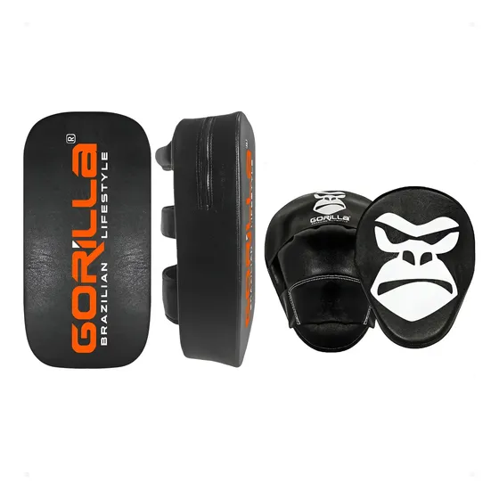 Aparador De Chute + Manopla De Foco Kit Muay Thai - Gorilla