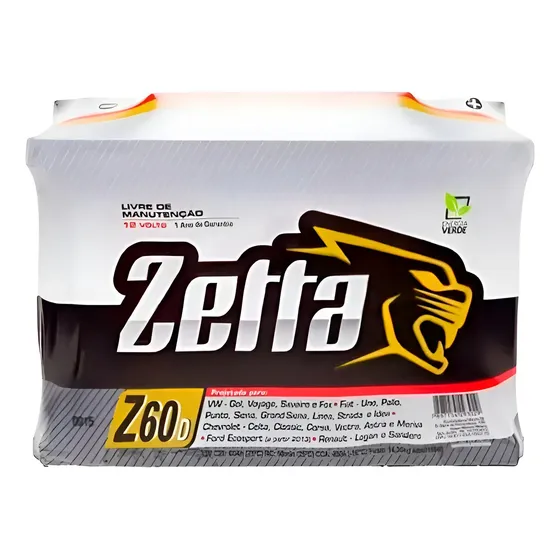 Bateria 60ah Zetta - Fabricação Moura - Base De Troca