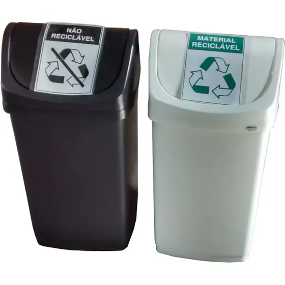 Kit 2 Lixeiras 50 Litros Coleta Seletiva - Com Adesivo