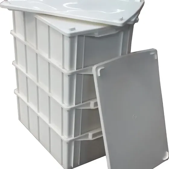 Kit 4 Caixas Plastica Branca 39 Litros Com Tampa Caixa 1013