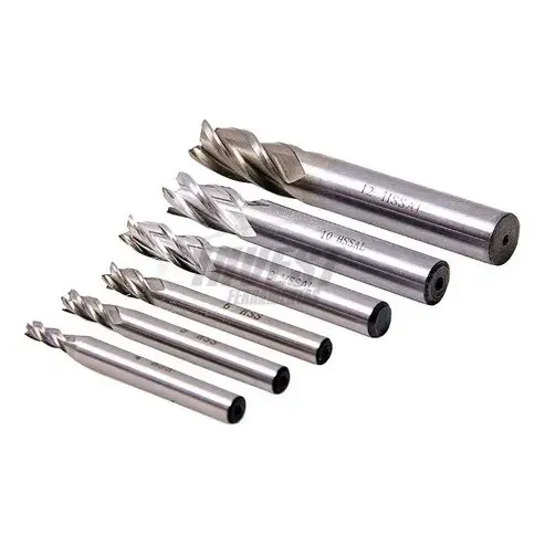Kit 06 Fresa Topo Aço Rápido Hss 4 Cortes 4,5,6,8,10 E 12mm