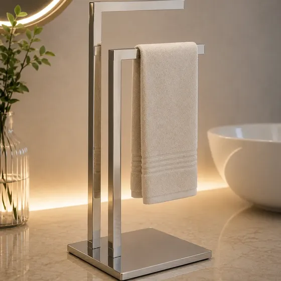 Porta Toalha De Pia Bancada Lavabo Duplo Quadrado Inox