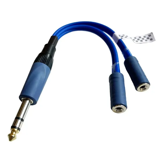 Adaptador P10 (macho) + 2 Jack P2 (fêmea) Mono/est. De 20cm