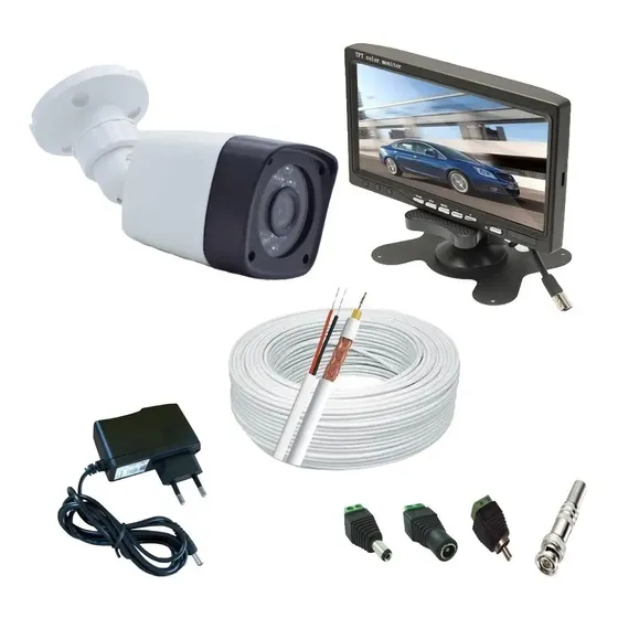 Kit 1 Câmera De Vigilância Externa + Monitor Lcd 7 Polegadas