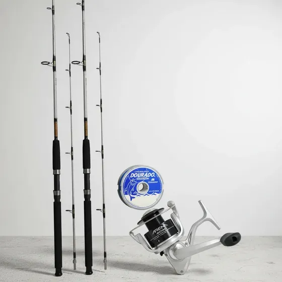 Kit 2 Molinetes Marine Sports Arena 4000 2 Vara 30kg 2 Linha