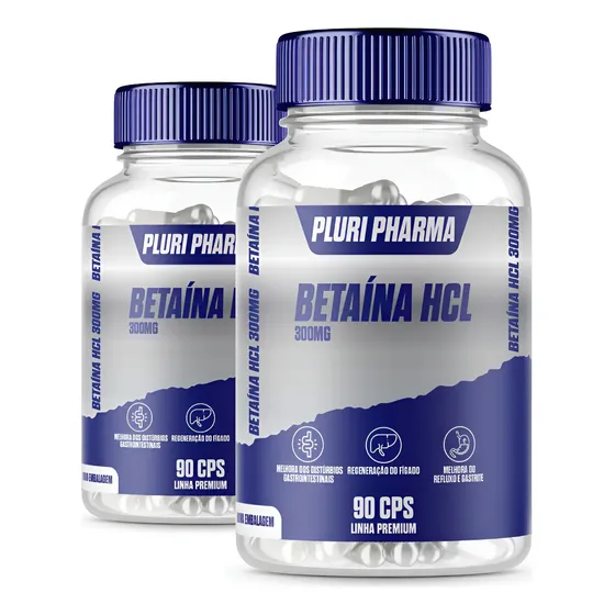 Betaina Hcl 300mg Com 180 Cápsulas