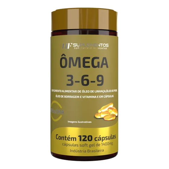 Ômega 3 6 9 Peixe Linhaça Borragem 120caps Hf Suplements