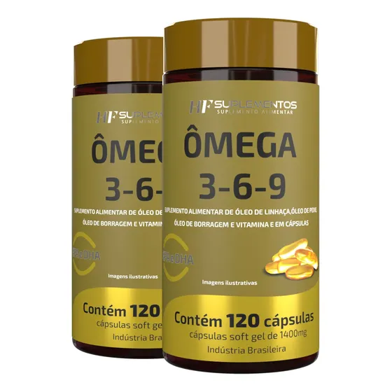 2x Omega 3 6 9 Peixe Linhaça Borragem 120caps Cada