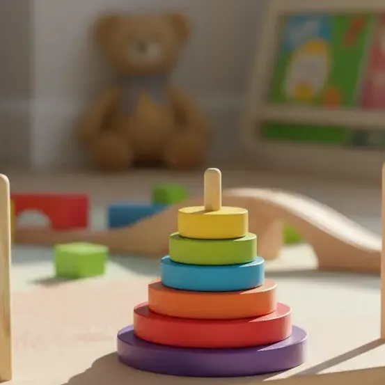 Torre De Hanói Em Madeira Educativo Wood Toy Desafio Collor