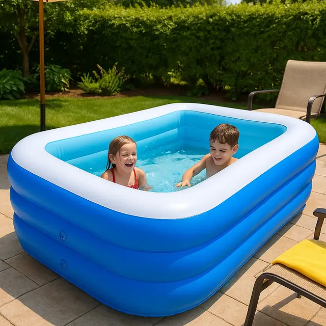 Piscina Infantil Retangular Inflável De Plástico Resistente