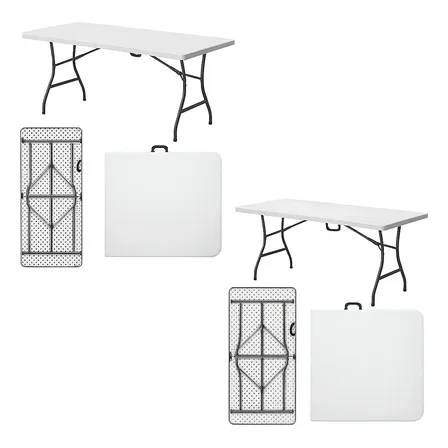 Kit 2 Mesas Dobravel Vira Maleta Com Alça 1,80m Camping