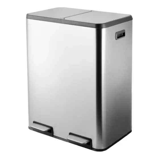 Lixeira Aço Inox 60l Com Pedal E Cesto Removível