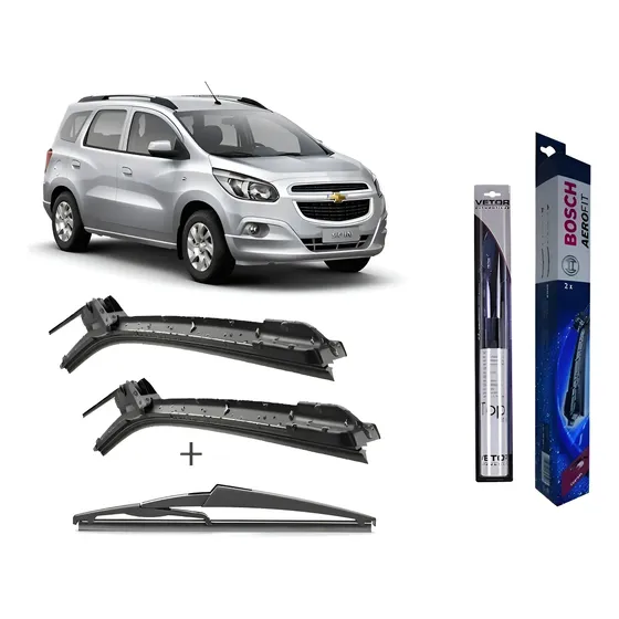 Kit Palheta Dianteira Bosch + Traseira Vto Spin 2012 Diante