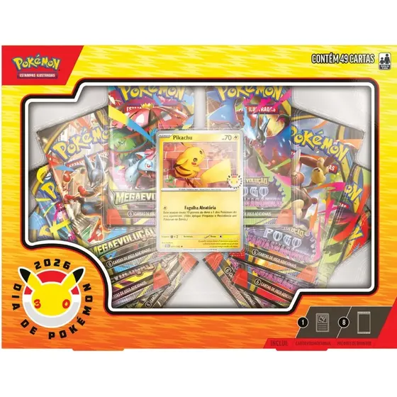 Box Dia De Pokémon Coleção 30 Anos Pikachu Cards Copag