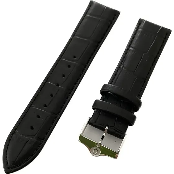 Pulseira Para Relógio Bulova Couro Preta 22mm Textura