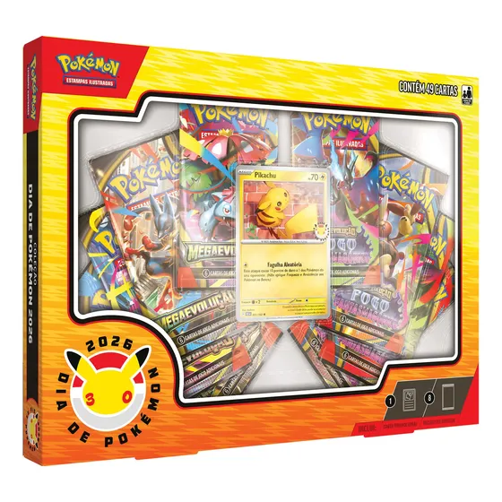 Box Dia De Pokémon Card Pikachu 30 Anos Copag Português