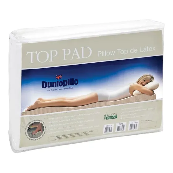 Pillow Top De Látex Casal King Size Capa Bambu 193x203x03 Top Pad Dunlopillo