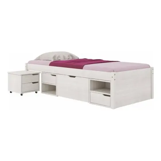 Cama Solteiro Com 3 Gavetas E 1 Mesa De Cabeceira Charme