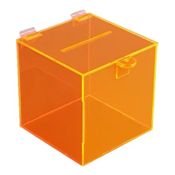 Urna Sorteio Acrilico Laranja Fluorescente