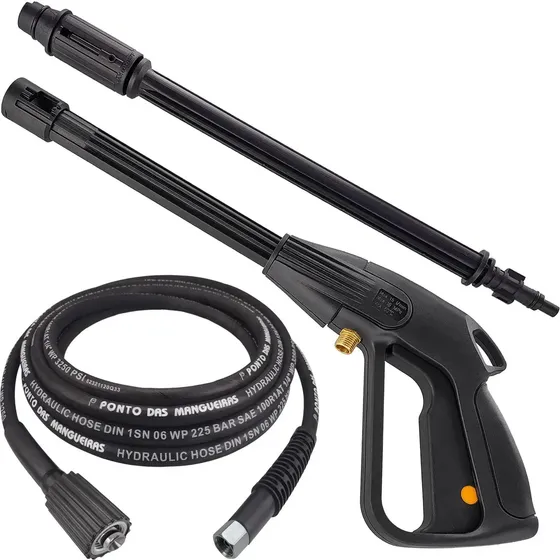 Kit Pistola + Mangueira Aço 03 Mts Compatível Stihl Re 108