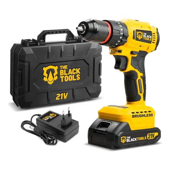 Furadeira Parafusadeira A Bateria Profissional 21v Brushless Amarelo 110v/220v 60hz