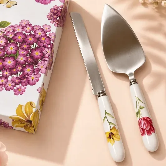 Kit Faca E Espátula Para Bolo