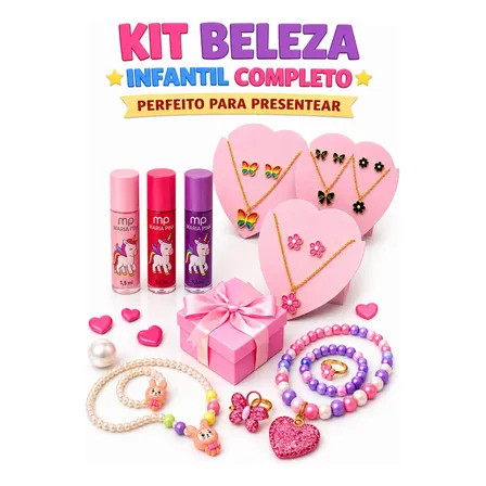 Kit Maquiagem Infantil Feminino Com Acessórios