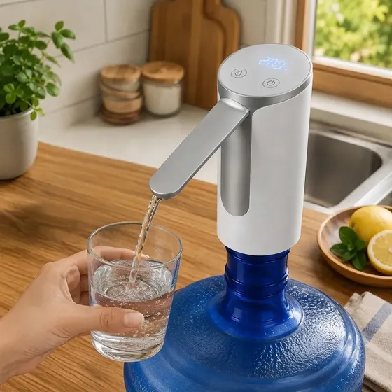Bomba De Água C/ Visor Digital Recarregável Moderno Compacto