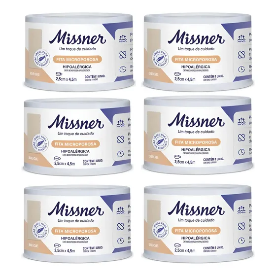 Fita Microporosa Bege 2,5cm X 4,5m (6 Unid) - Missner