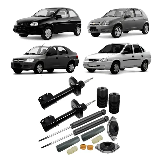 4 Amortecedores + 4 Kits Batente Corsa Celta Prisma Classic