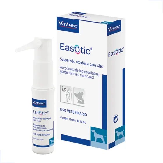 Easotic 10ml Virbac Solução Tratamento Otológico Cães Gatos